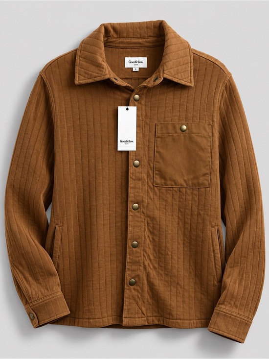 Goodfellow & Co Tops - Goodfellow & Co Brown Ribbed Shacket Jacket NWT Snap Front Small